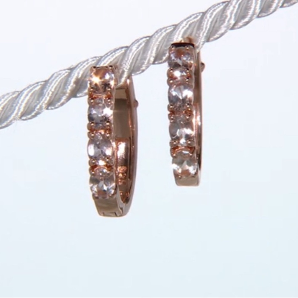 Peach Morganite Hoop Earrings